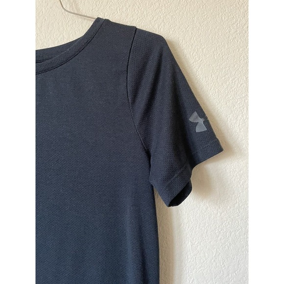 Under Armour HeatGear Logo Round Neck Short Sleeve Loose Athletic Top Size S - Picture 2 of 4
